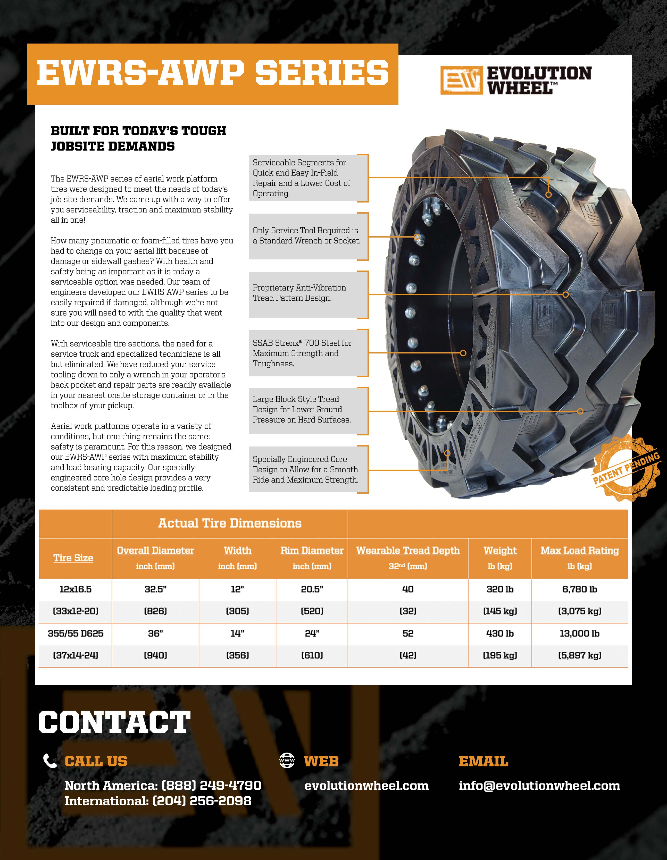 Evolution Wheel EWRSAWP Spec Sheet Download